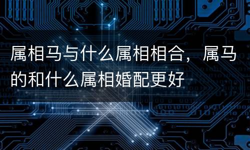 属相马与什么属相相合，属马的和什么属相婚配更好