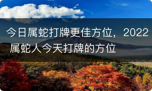 今日属蛇打牌更佳方位，2022 属蛇人今天打牌的方位