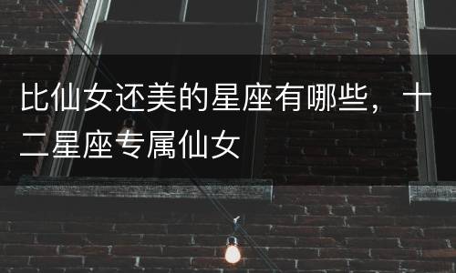 比仙女还美的星座有哪些，十二星座专属仙女