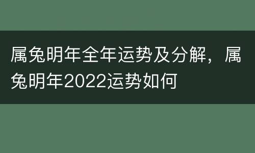 属兔明年全年运势及分解，属兔明年2022运势如何