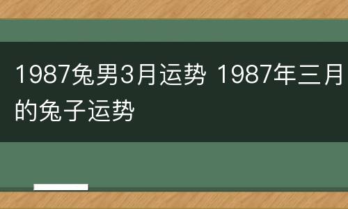 1987兔男3月运势 1987年三月的兔子运势
