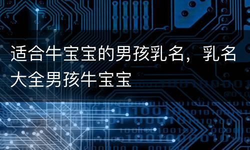 适合牛宝宝的男孩乳名，乳名大全男孩牛宝宝
