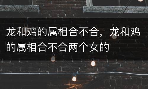 龙和鸡的属相合不合，龙和鸡的属相合不合两个女的
