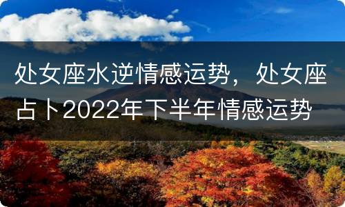处女座水逆情感运势，处女座占卜2022年下半年情感运势