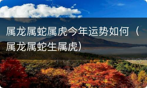属龙属蛇属虎今年运势如何（属龙属蛇生属虎）