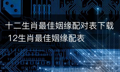 十二生肖最佳姻缘配对表下载 12生肖最佳姻缘配表