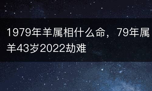 1979年羊属相什么命，79年属羊43岁2022劫难