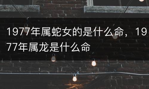 1977年属蛇女的是什么命，1977年属龙是什么命