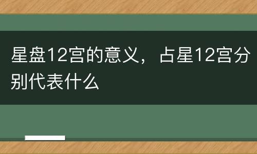 星盘12宫的意义，占星12宫分别代表什么