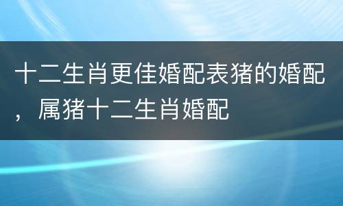 十二生肖更佳婚配表猪的婚配，属猪十二生肖婚配