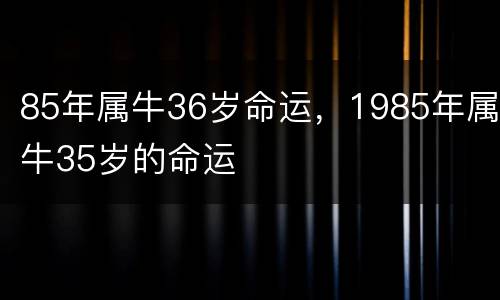 85年属牛36岁命运，1985年属牛35岁的命运
