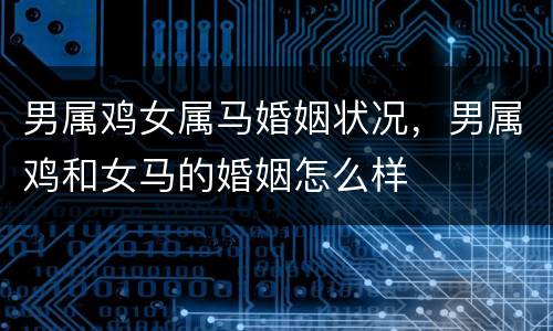 男属鸡女属马婚姻状况，男属鸡和女马的婚姻怎么样