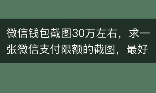 微信钱包截图30万左右，求一张微信支付限额的截图，最好是现在的，越真实