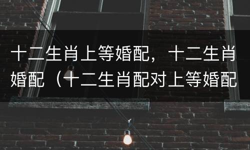 十二生肖上等婚配，十二生肖婚配（十二生肖配对上等婚配大吉）