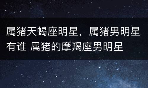 属猪天蝎座明星，属猪男明星有谁 属猪的摩羯座男明星