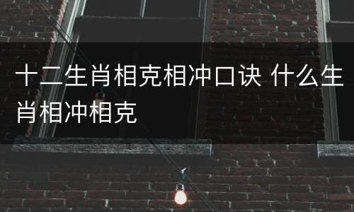 十二生肖相克相冲口诀 什么生肖相冲相克