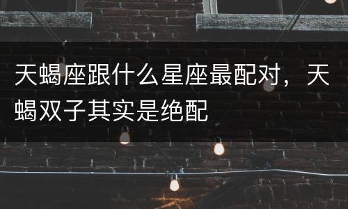 天蝎座跟什么星座最配对，天蝎双子其实是绝配