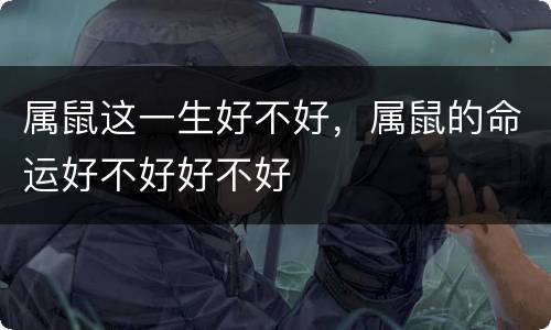 属鼠这一生好不好，属鼠的命运好不好好不好