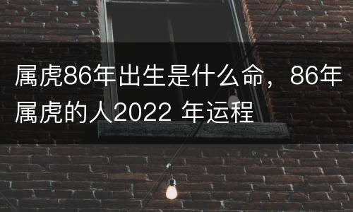 属虎86年出生是什么命，86年属虎的人2022 年运程