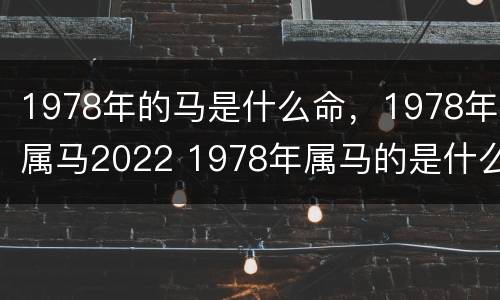 1978年的马是什么命，1978年属马2022 1978年属马的是什么命2021年运程