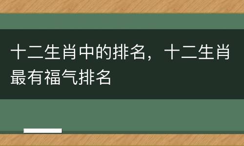 十二生肖中的排名，十二生肖最有福气排名