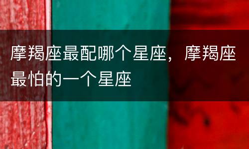 摩羯座最配哪个星座，摩羯座最怕的一个星座