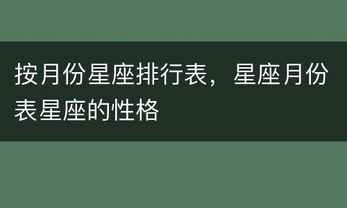 按月份星座排行表，星座月份表星座的性格
