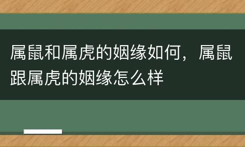 属鼠和属虎的姻缘如何，属鼠跟属虎的姻缘怎么样
