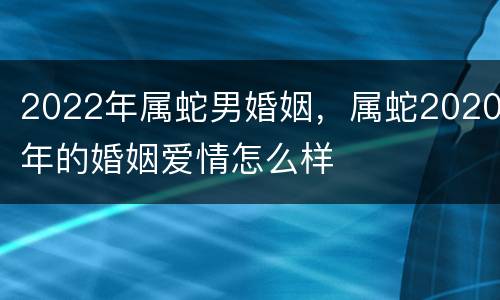 2022年属蛇男婚姻，属蛇2020年的婚姻爱情怎么样
