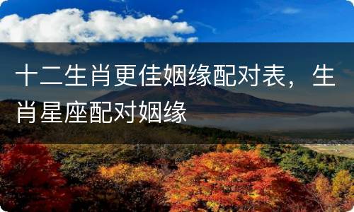十二生肖更佳姻缘配对表，生肖星座配对姻缘