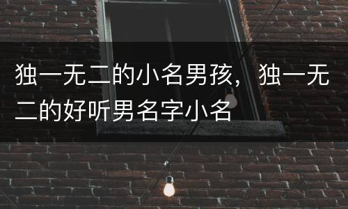 独一无二的小名男孩，独一无二的好听男名字小名