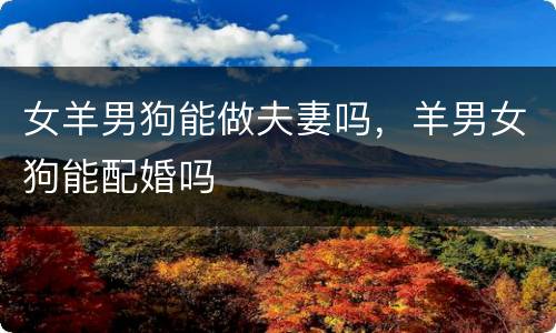 女羊男狗能做夫妻吗，羊男女狗能配婚吗