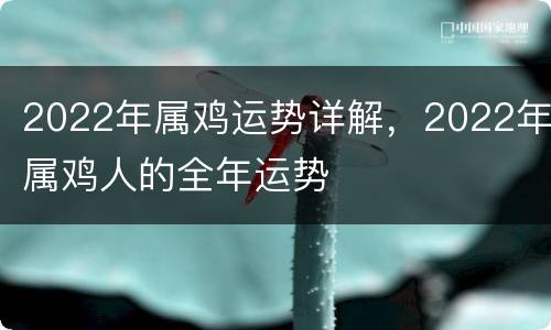 2022年属鸡运势详解，2022年属鸡人的全年运势