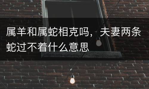 属羊和属蛇相克吗，夫妻两条蛇过不着什么意思