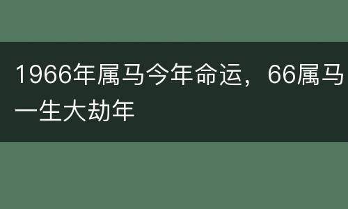 1966年属马今年命运，66属马一生大劫年