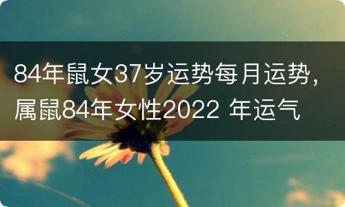 84年鼠女37岁运势每月运势，属鼠84年女性2022 年运气