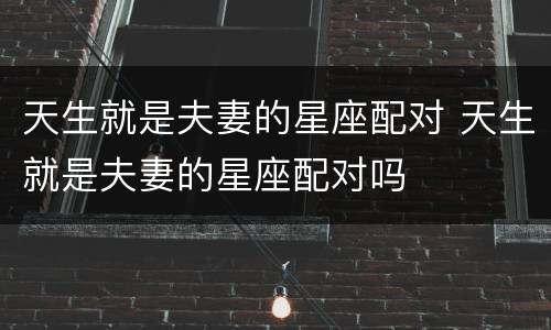 天生就是夫妻的星座配对 天生就是夫妻的星座配对吗