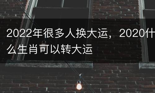 2022年很多人换大运，2020什么生肖可以转大运