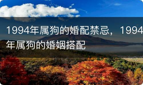 1994年属狗的婚配禁忌，1994年属狗的婚姻搭配