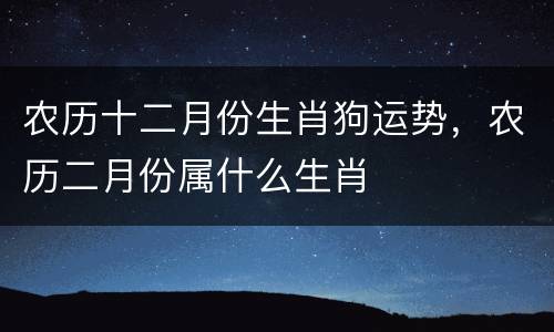 农历十二月份生肖狗运势，农历二月份属什么生肖