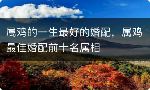属鸡的一生最好的婚配，属鸡最佳婚配前十名属相