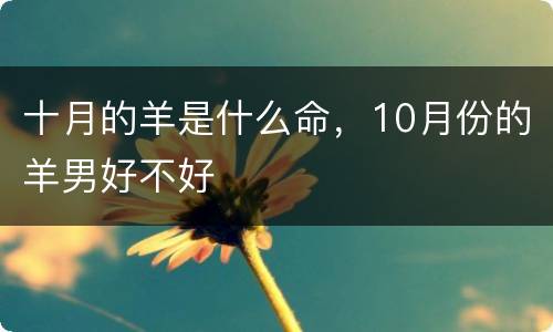十月的羊是什么命，10月份的羊男好不好