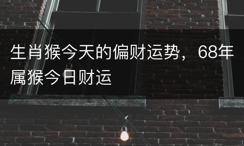 生肖猴今天的偏财运势，68年属猴今日财运