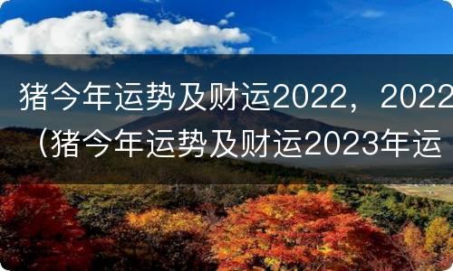 猪今年运势及财运2022，2022（猪今年运势及财运2023年运程971年的）