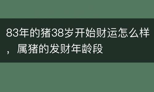 83年的猪38岁开始财运怎么样，属猪的发财年龄段