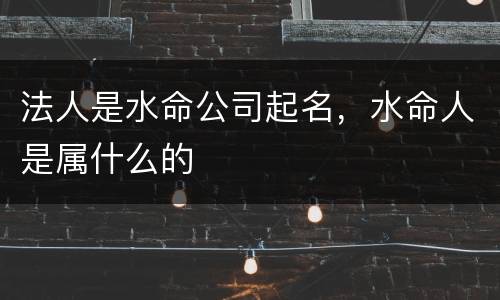 法人是水命公司起名，水命人是属什么的