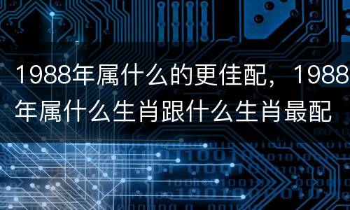 1988年属什么的更佳配，1988年属什么生肖跟什么生肖最配