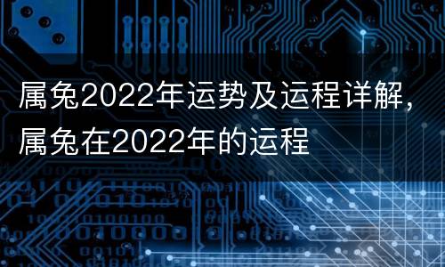 属兔2022年运势及运程详解，属兔在2022年的运程