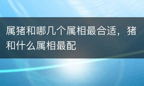属猪和哪几个属相最合适，猪和什么属相最配