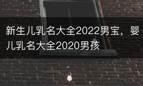 新生儿乳名大全2022男宝，婴儿乳名大全2020男孩